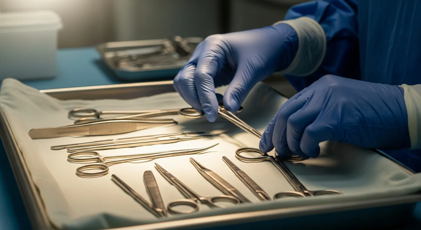 Dermatology surgical instruments prepared for an in-office procedure